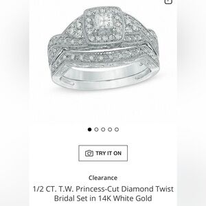 Certified 1/2 CT. Princess-Cut Diamond Twist 14K White Gold Diamond Ring